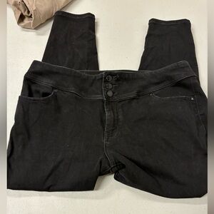 Lane Bryant Black Stretch Jeggings with Triple Button Waist